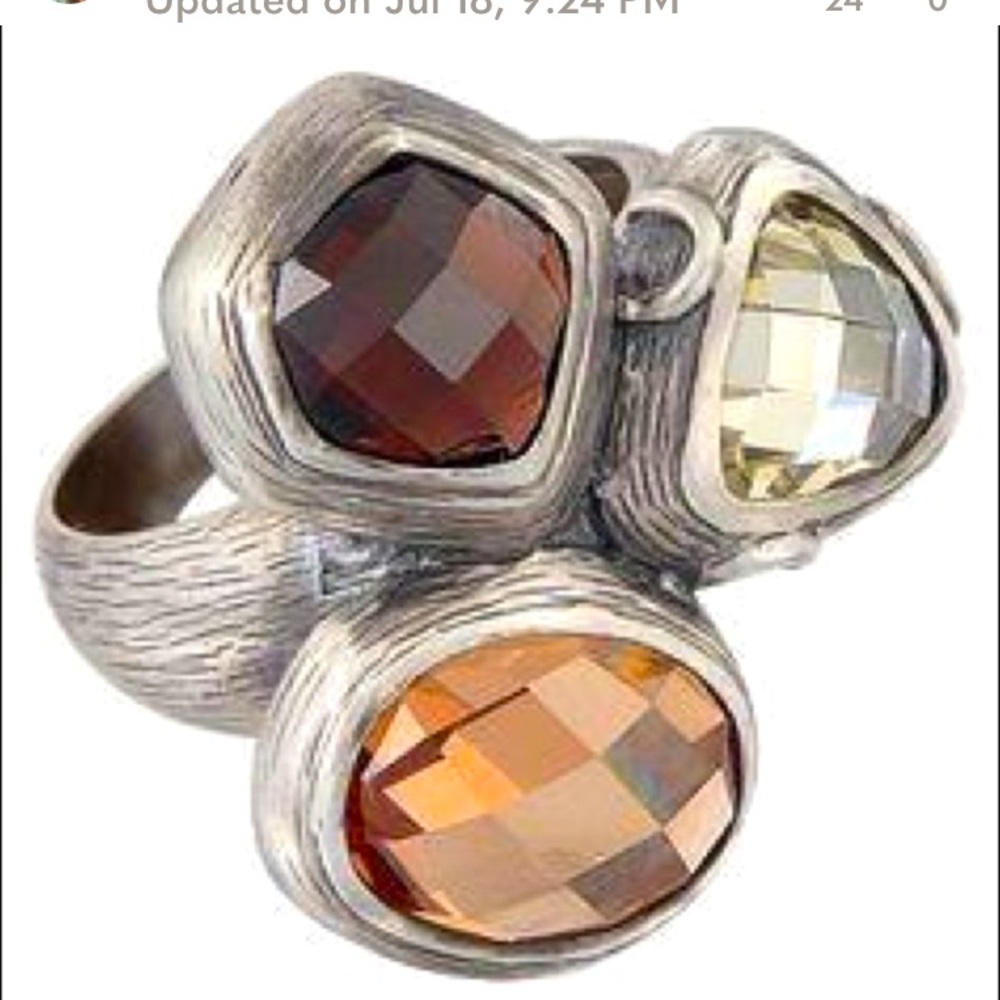 Silpada 3 stone harmony ring sterling silver size 8